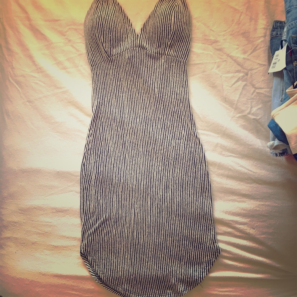 Small stretchy black and white stripped dress